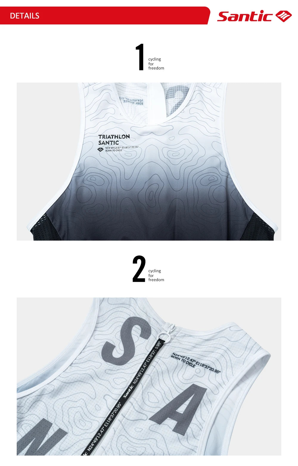 Santic Men Triathlon Cycling Suits Sleeveless Sponge Padded