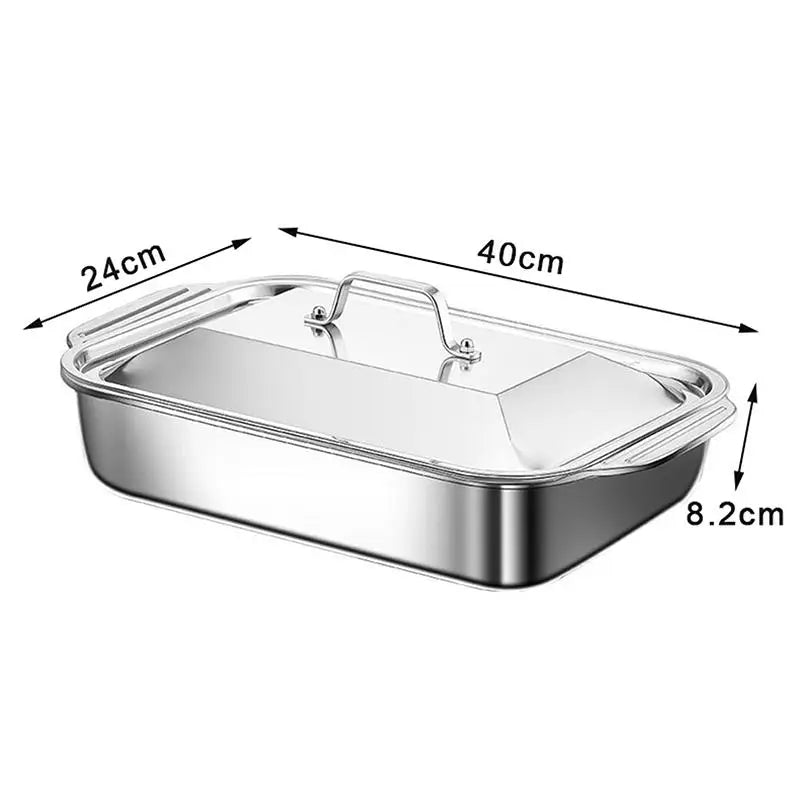 Stainless Steel Baking Pan Lids Deep Dish Fish/Pasta/Grilling