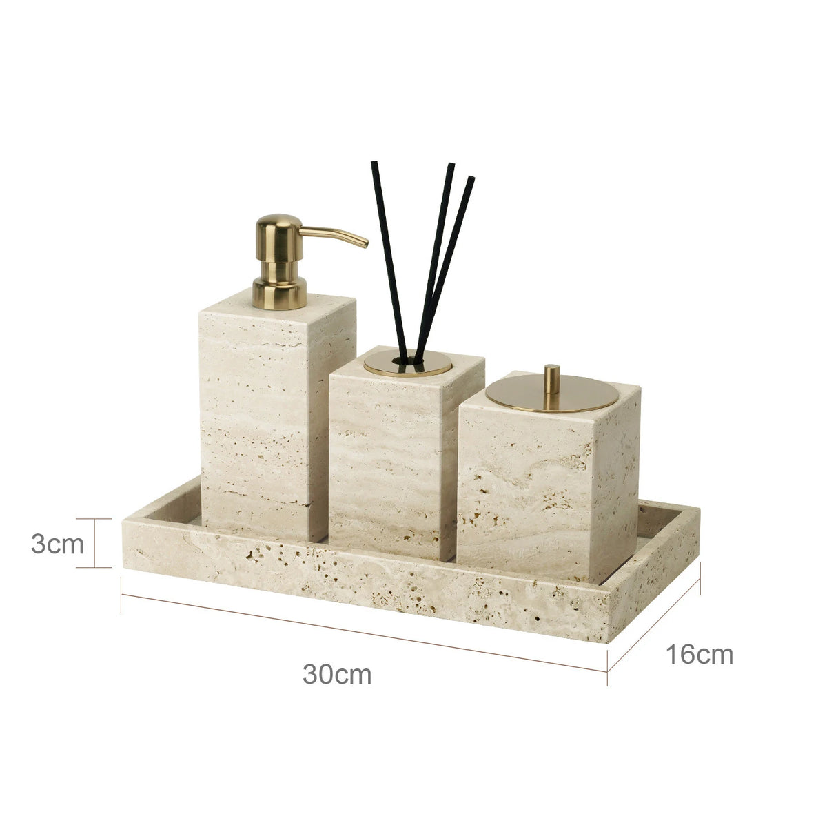 Travertine Bathroom Luxury Soap Dish Soap Dispenser Tissue