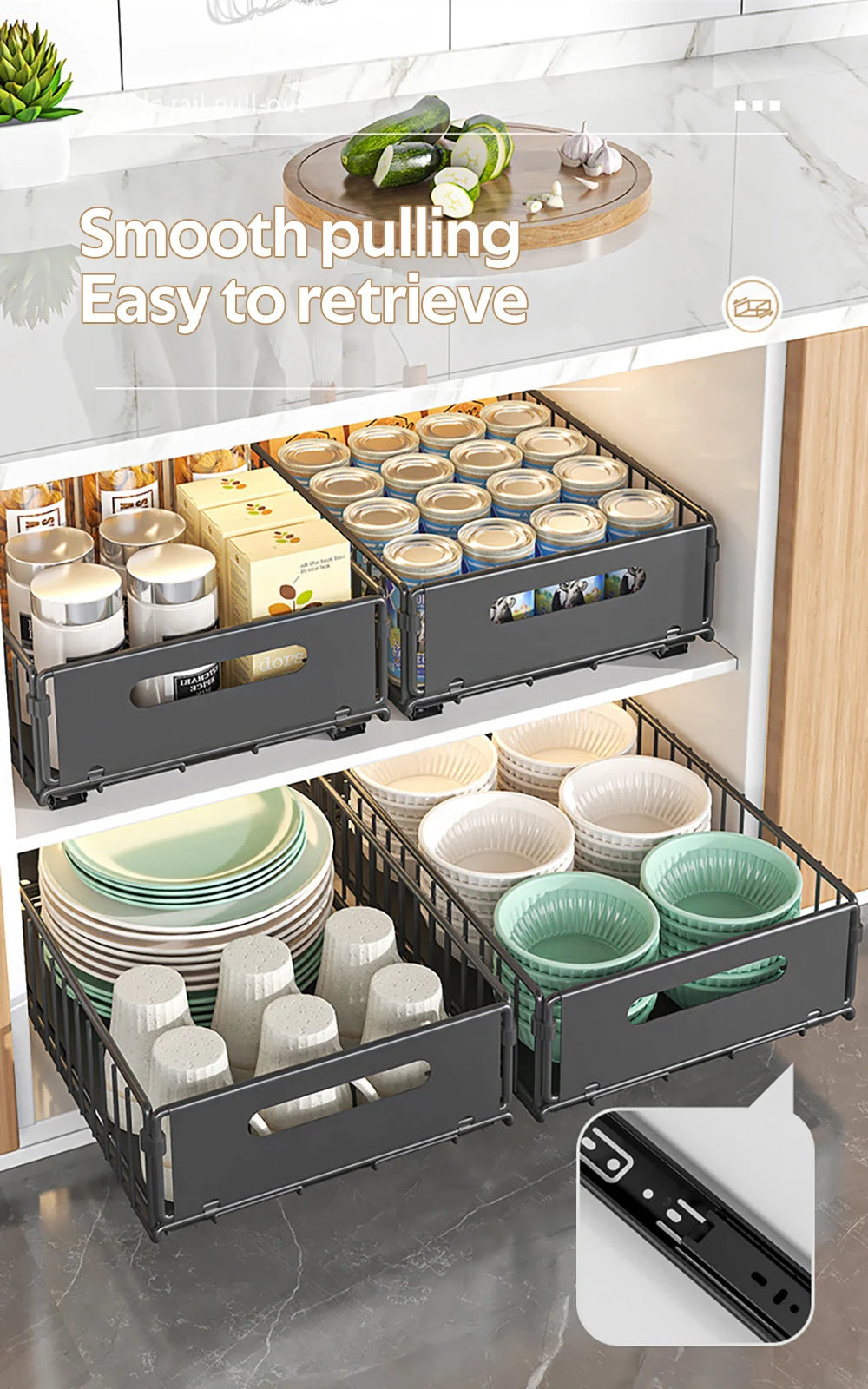 Storage Rack Pull Out Cabinet Organizer Slide Drawer