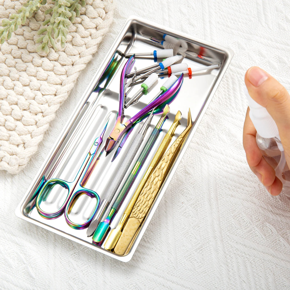 Stainless Steel Disinfection Dish Cosmetic Storage Tray Nail