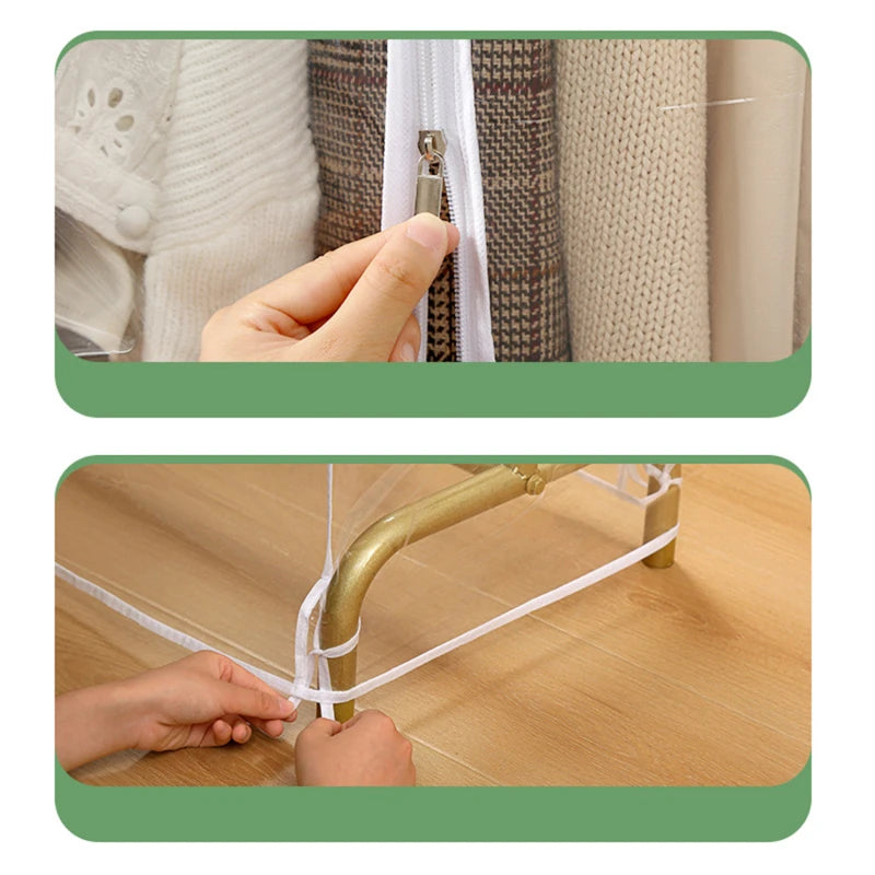 Floor Clothes Hanger Dust Cover Bedroom Drying Rack