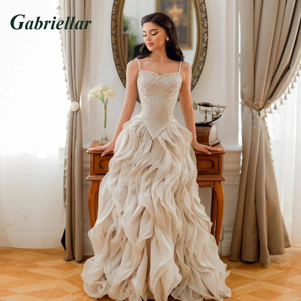 Gabriellar Attractive Ruffles Eveining Dresses Beads Dubai