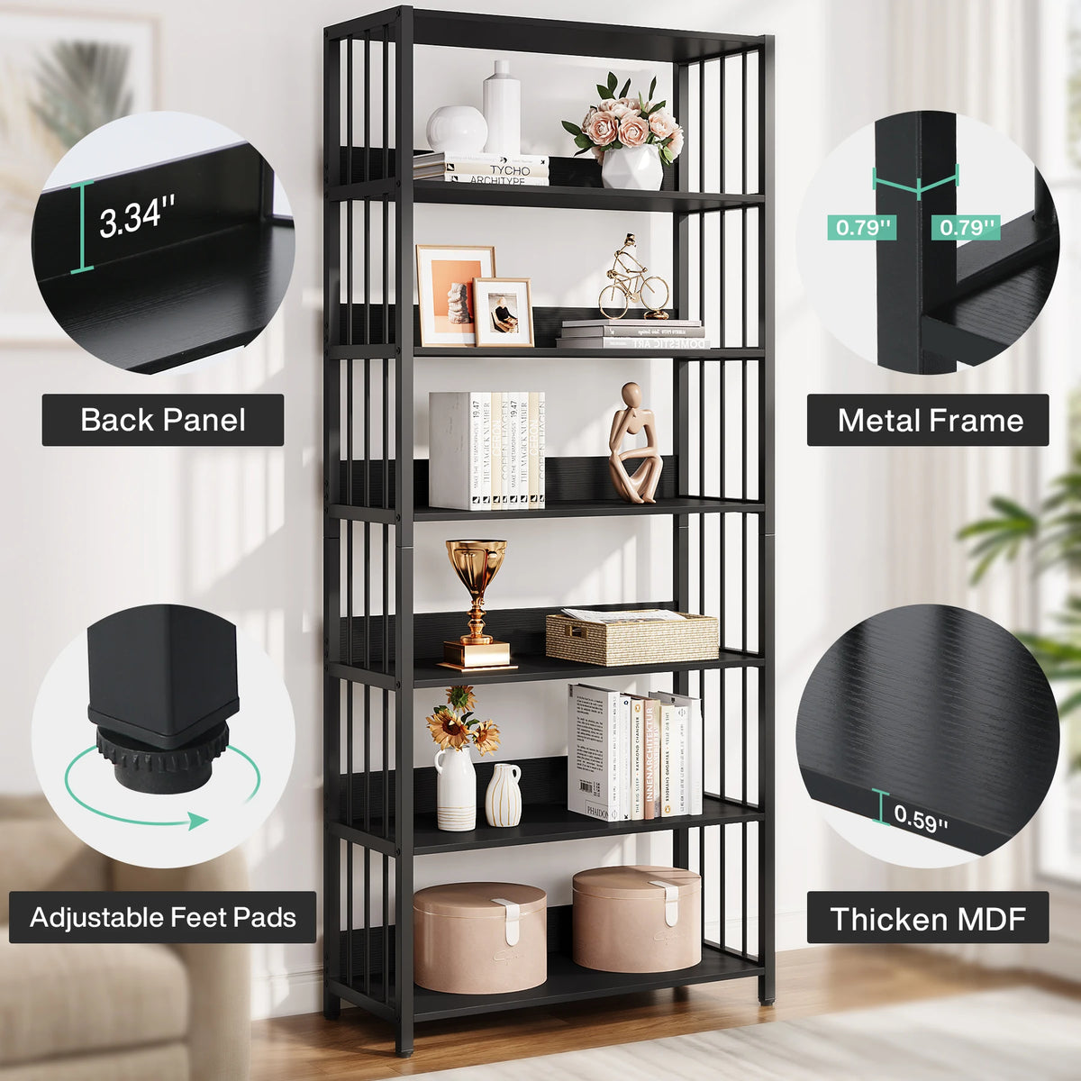 Tribesigns Bookshelf Storage Rack Standing Shelf Tier Industrial
