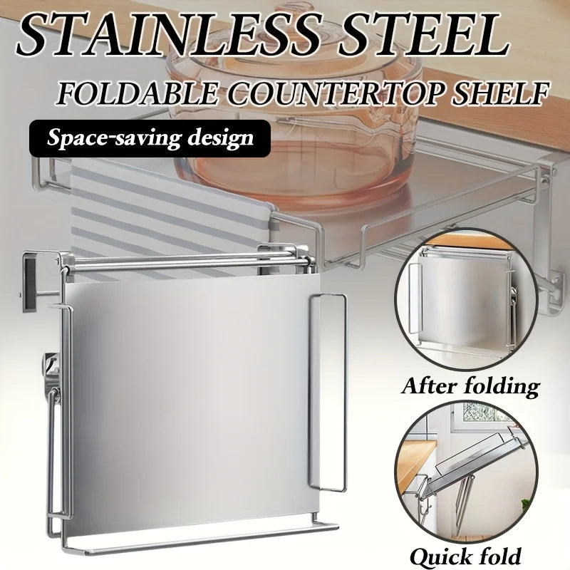 Stainless Steel Foldable Countertop Shelf Space Saving Cabinet