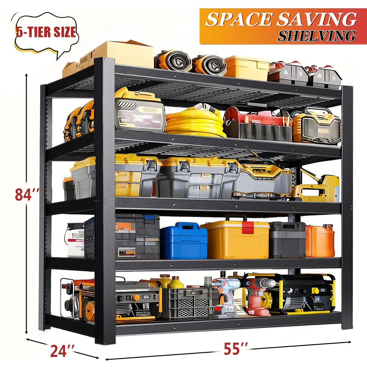 84 Inch Heavy-Duty Metal Storage Rack 2000 Lb