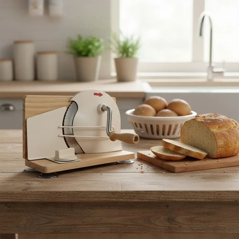 Hand Crank Bread Slicer 5-20mm Adjustable Thickness -