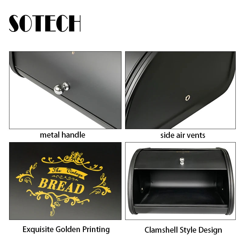 Metal Bread Box Black Bread Bin Bread Storage