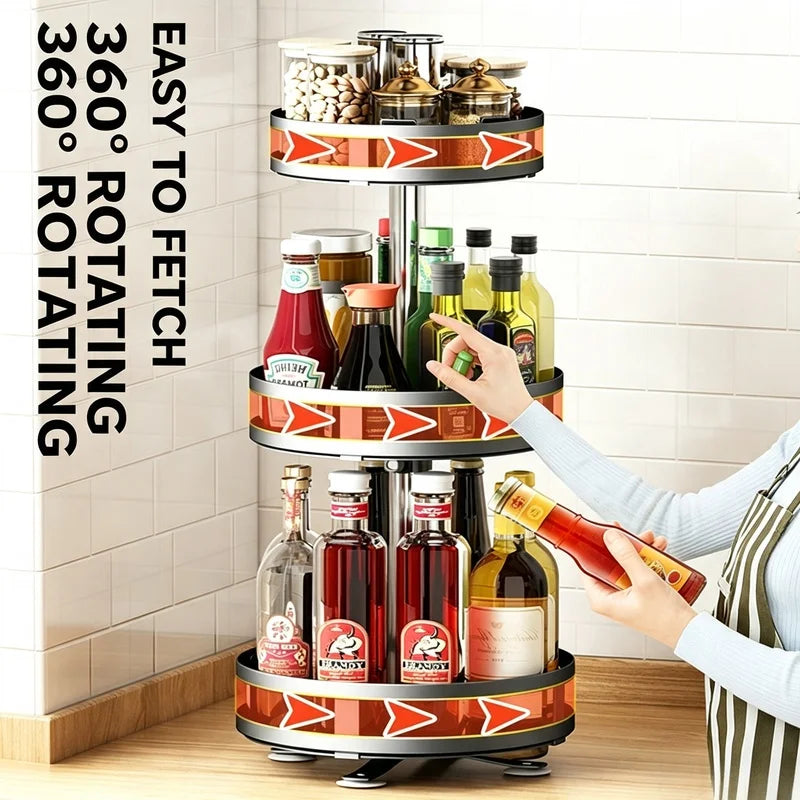360 Rotatable Spice Storage Turntable Organizer Rack Seasoning