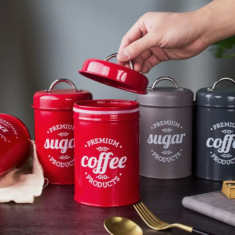 Canisters Coffee Tea Sugar Flour Metal Tin Jars