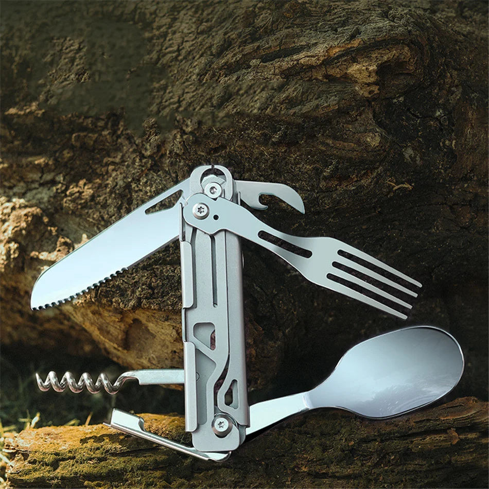Multi-Function Camping Fork Spoon Foldable Knife Fork Spoon