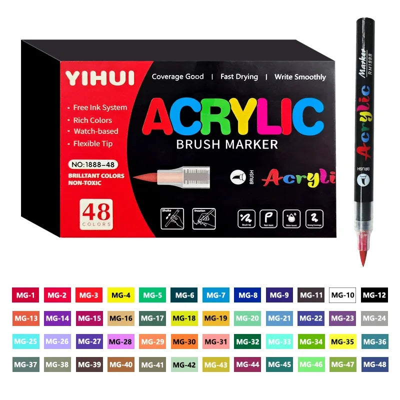 12-418 Colors Acrylic Marker Washable Markers Brush Tip