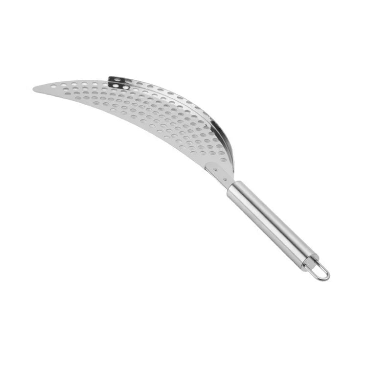 Stainless Steel Pot Strainer Colander Handle Held Crescent