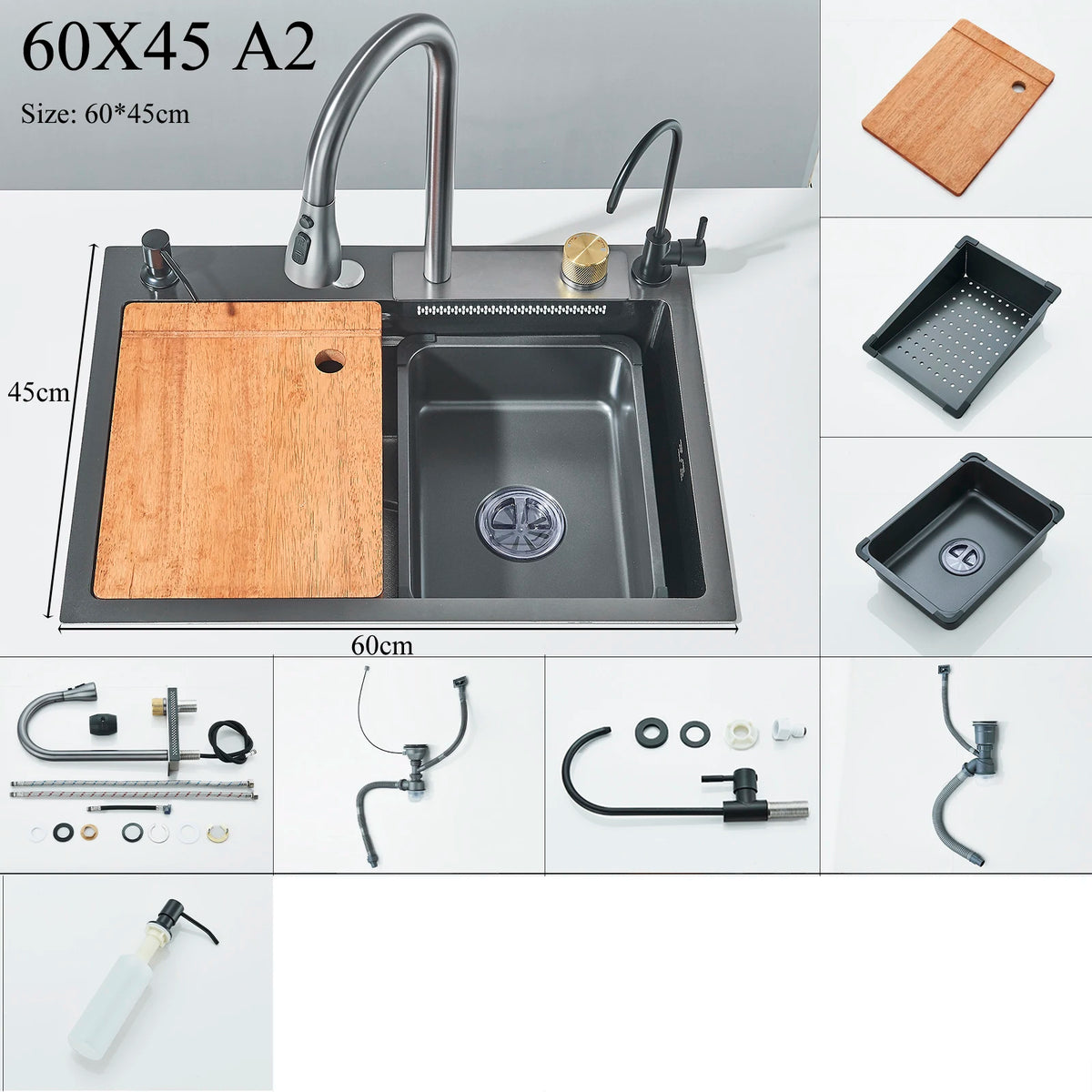 Shinesia Stainless Steel Waterfall Sink Digital Display Large