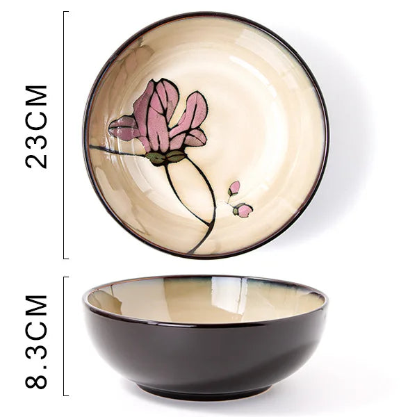 Ceramic Hand-Painted Flowers Creative Dish Plate Japanese