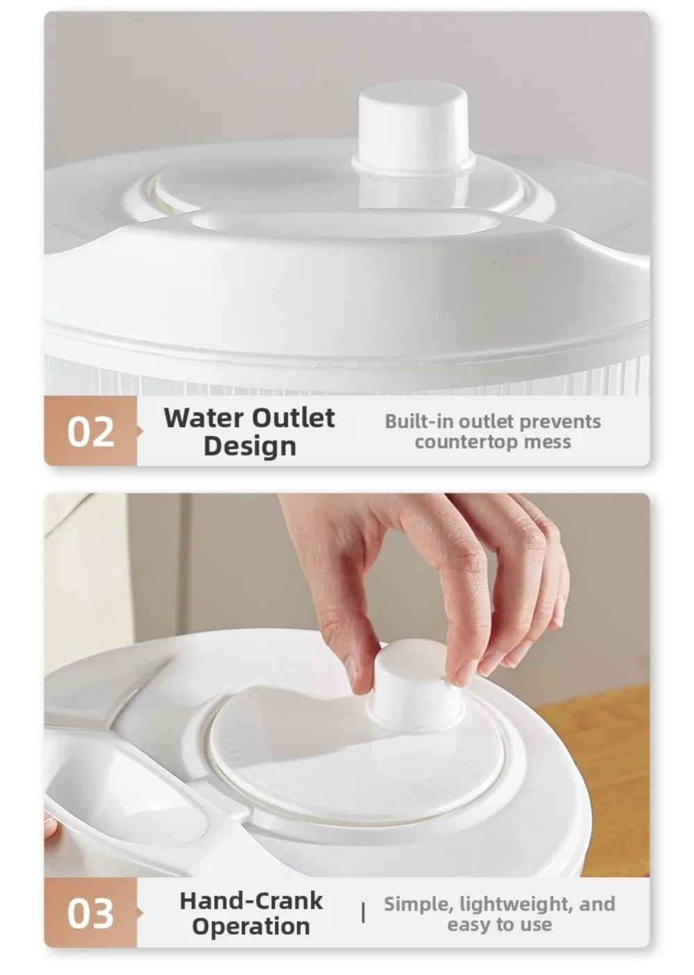 White Vegetable Dehydrator Salad Spinner Dryer Fruit Lettuce