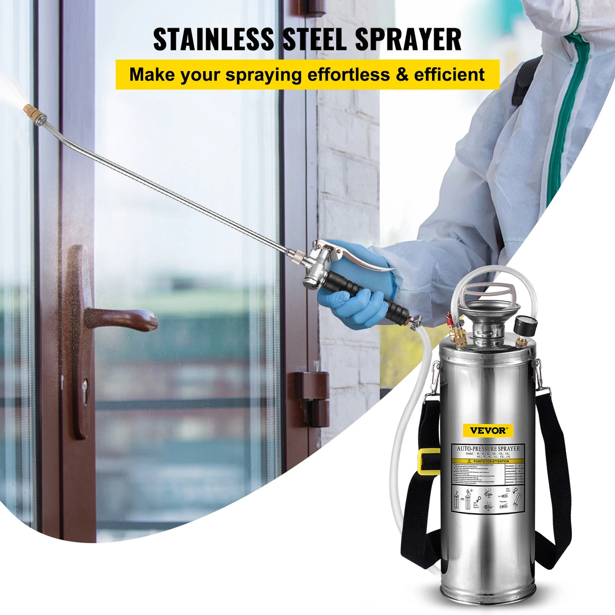 Succebuy 4-12l Hand Powered Sprayer Stainless Steel Watering