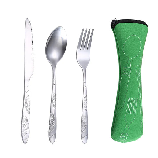Picnic Tableware Washable Zipper Travel Cutlery Kit Case