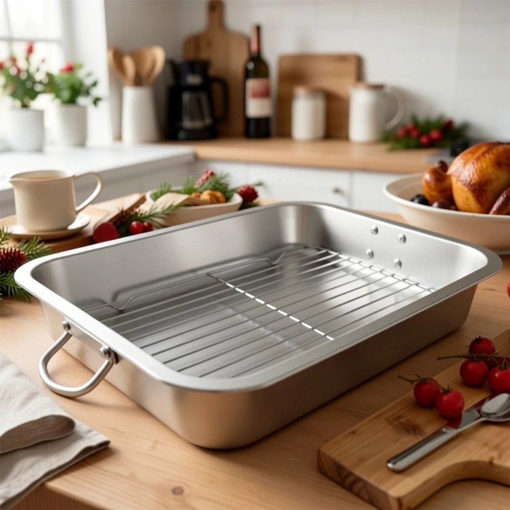 Stainless Steel Roasting Pan Rectangular Cake Baking Tray