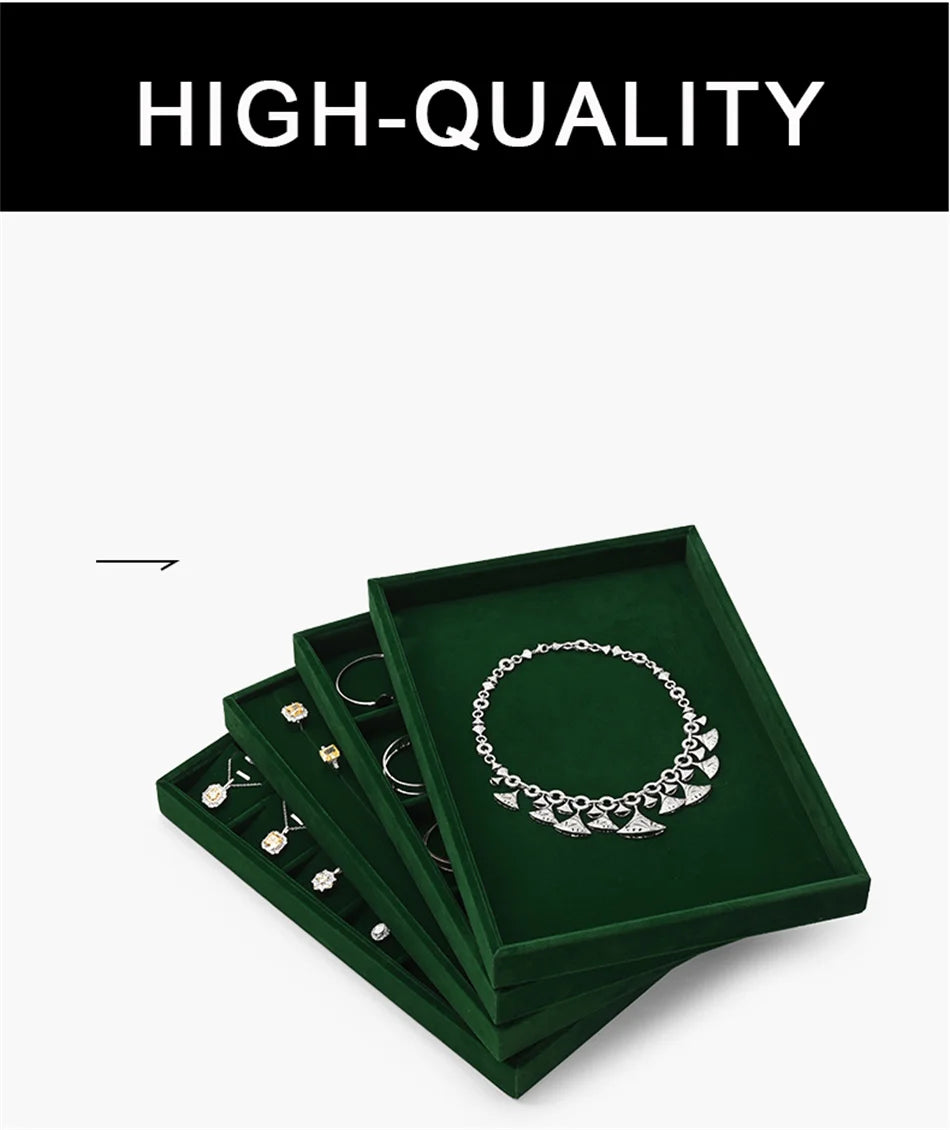Woodten Green Premium Jewelry Display Tray Velvet Ring