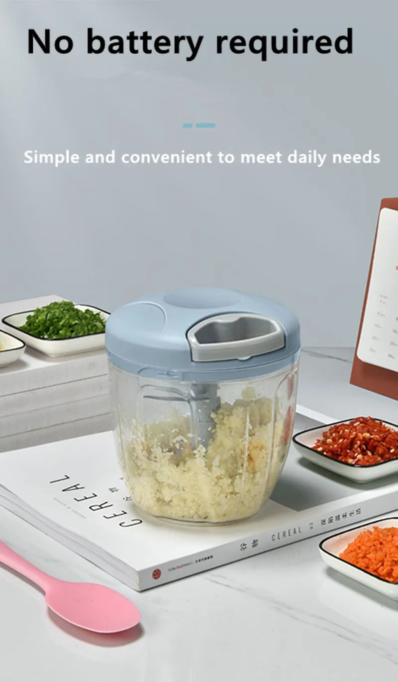 500/900ml Meat Mincer Garlic Chopper Hand Pull Press
