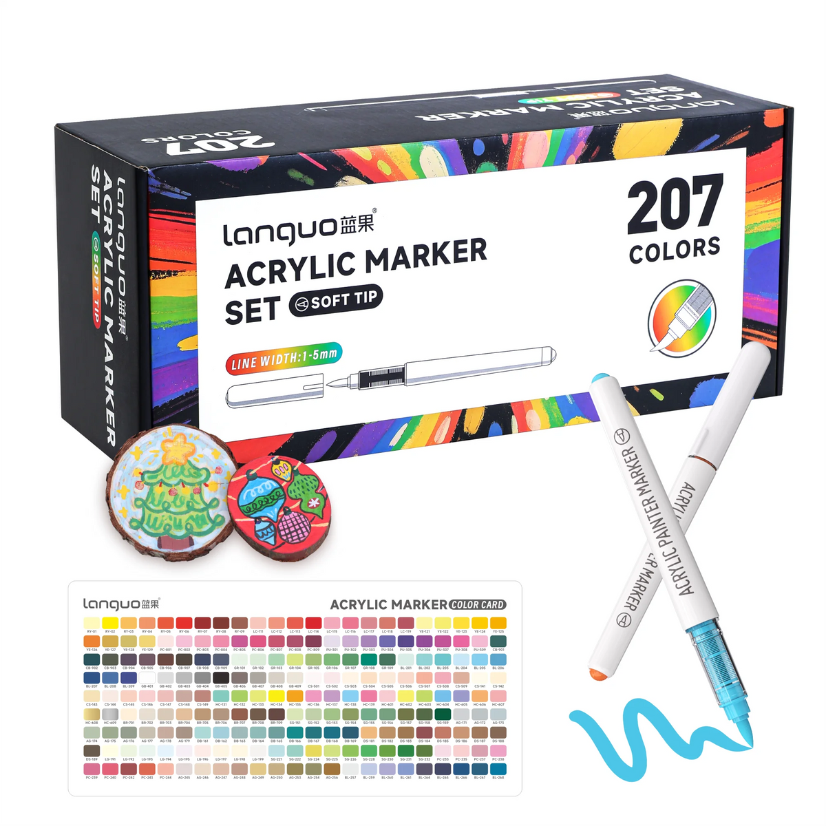 Languo 9pcs/Box Soft Brush Acrylic Marker Pen Diy