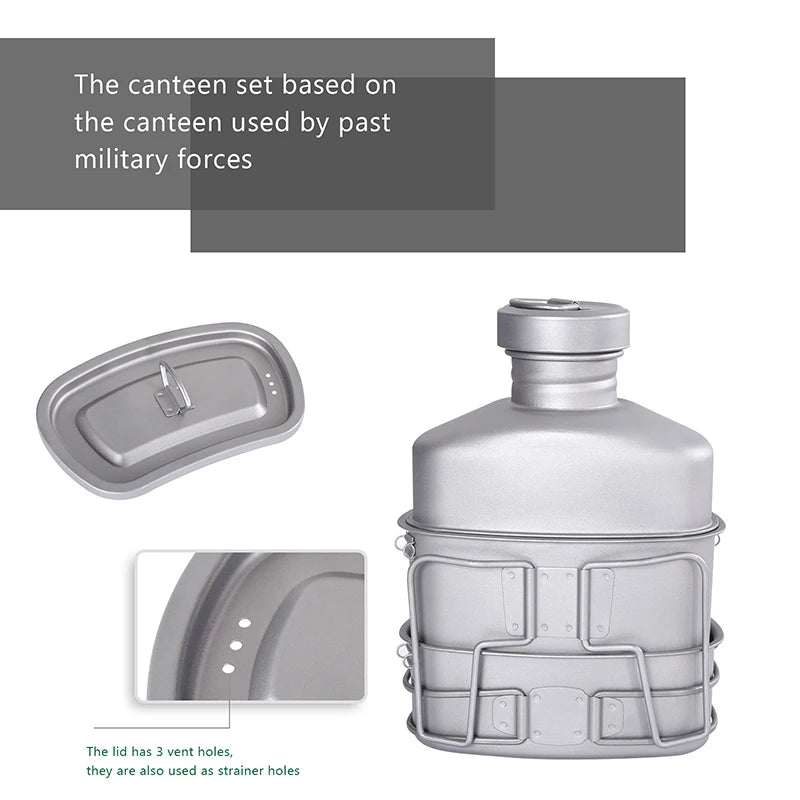 Boundless Voyage Cooking Titanium Military Canteen Bottle Outdoor