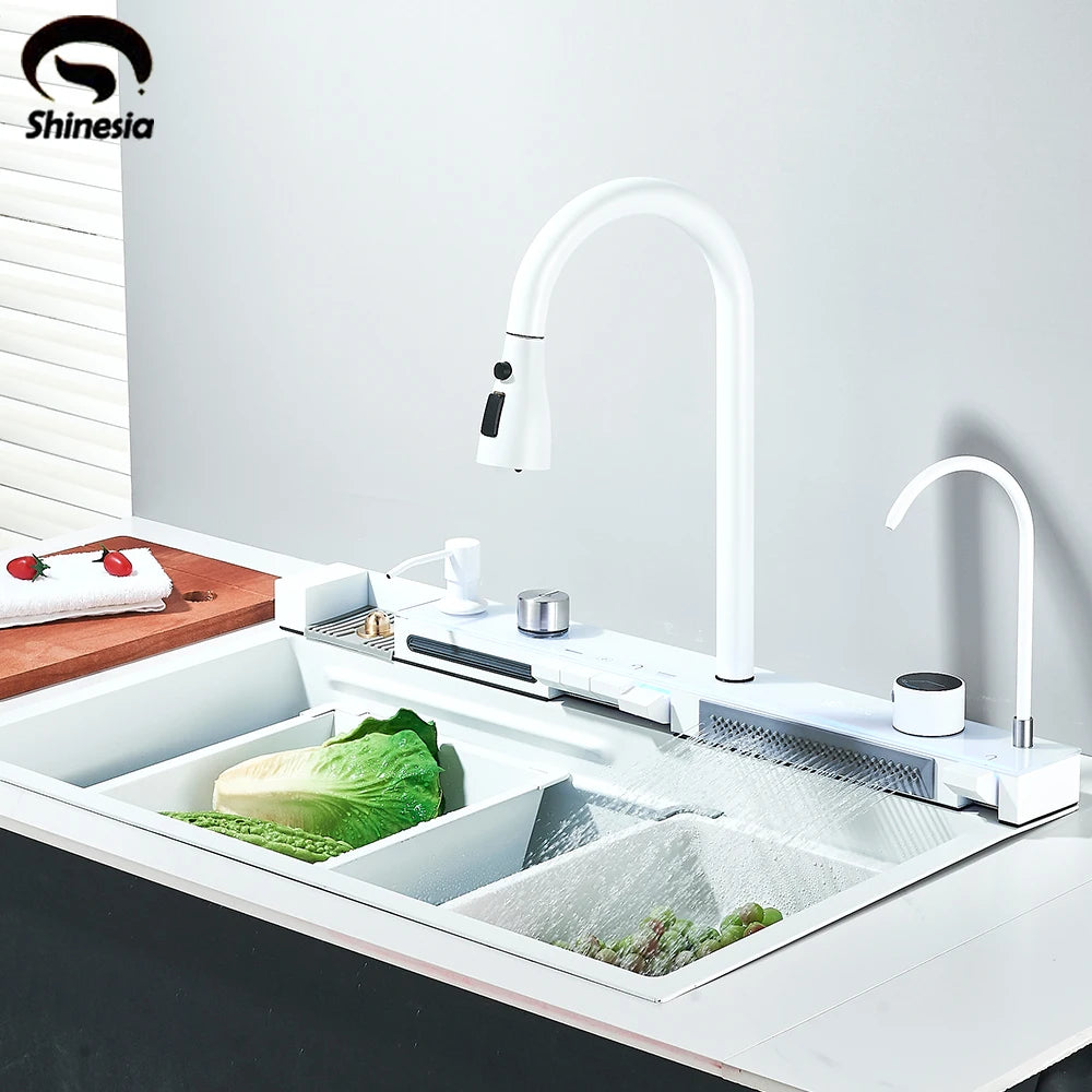 Stainless Steel Waterfall Sink Large Slot Integrated Digital