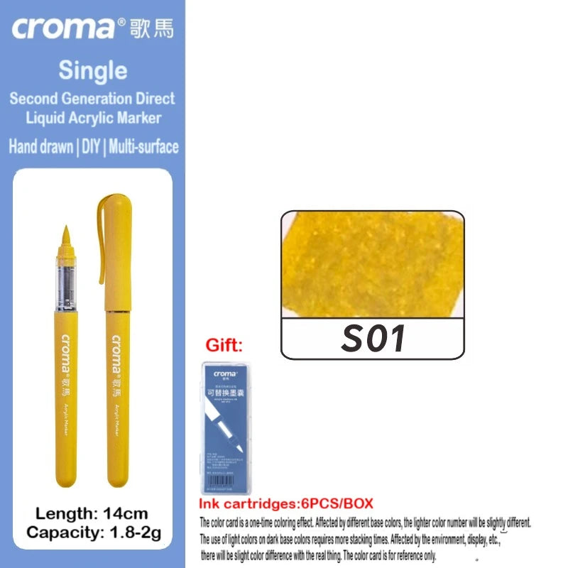 Croma 160/1 Colors Refillable Direct Liquid Acrylic Marker