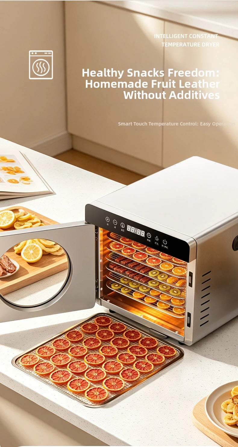 8-Layer Commercial Food Dehydrator Stainless Steel Electric Dryer