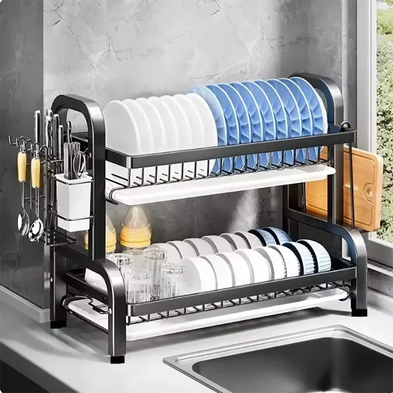 Tier Stainless Steel Dish Drainer Rustproof Compact Organizer