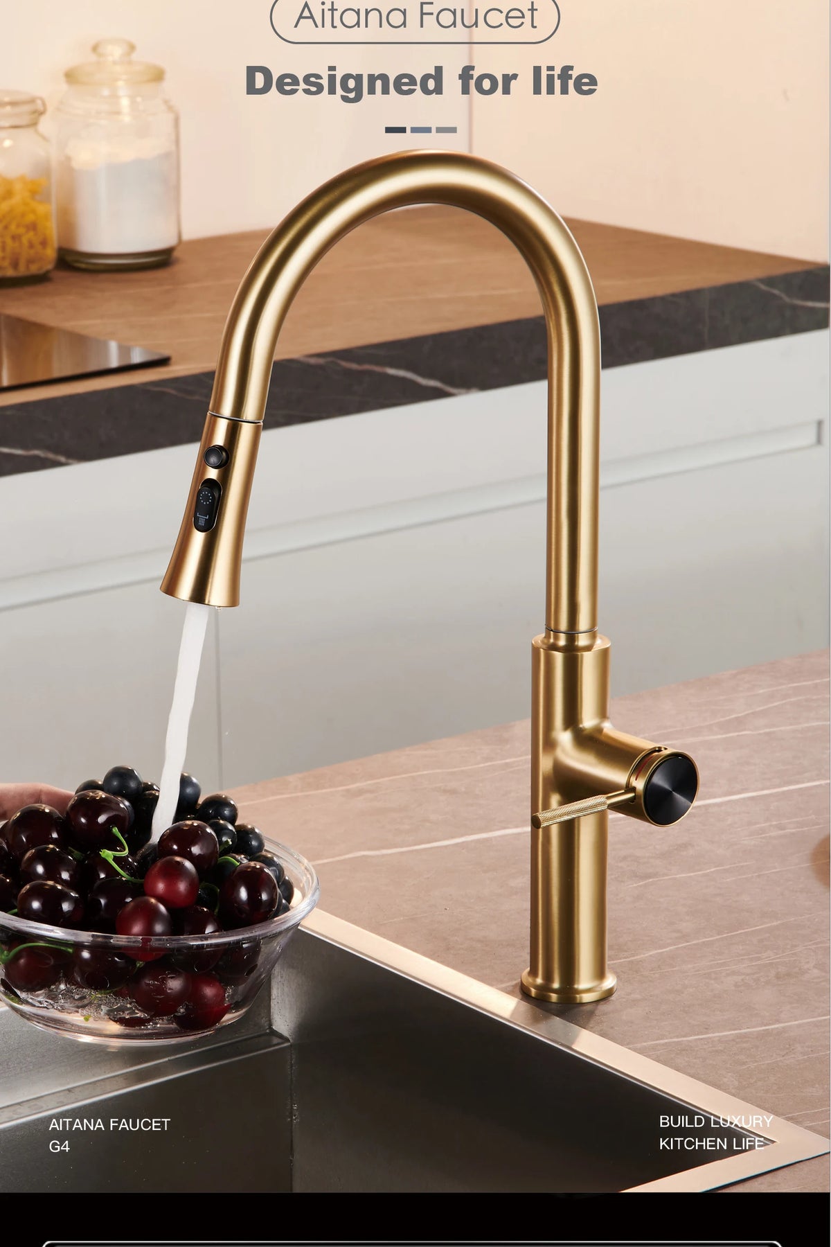 Aitana Pull Out Design Gun Grey Faucet Simple