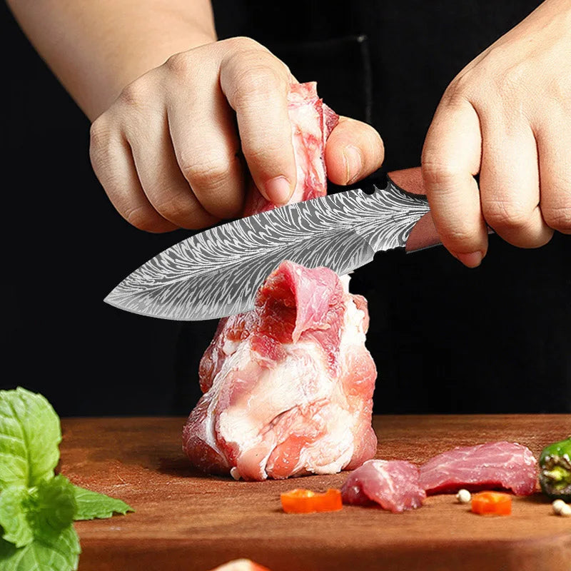 Stainless Steel Chef Knife Professional Boning Cleaver Wood