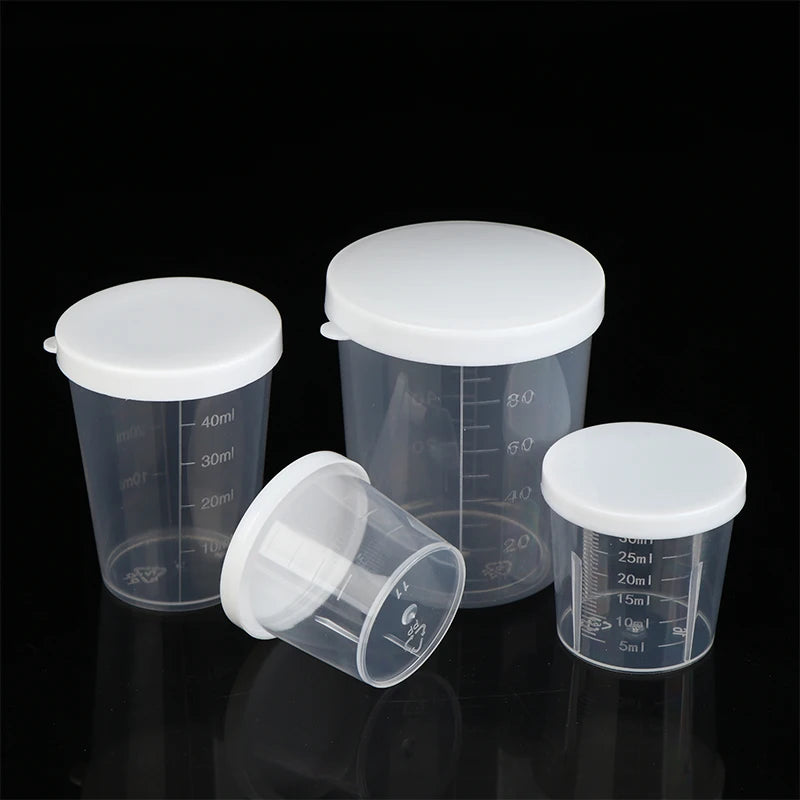 10pcs Clear Liquid Pill Measuring Cups Lids Travel