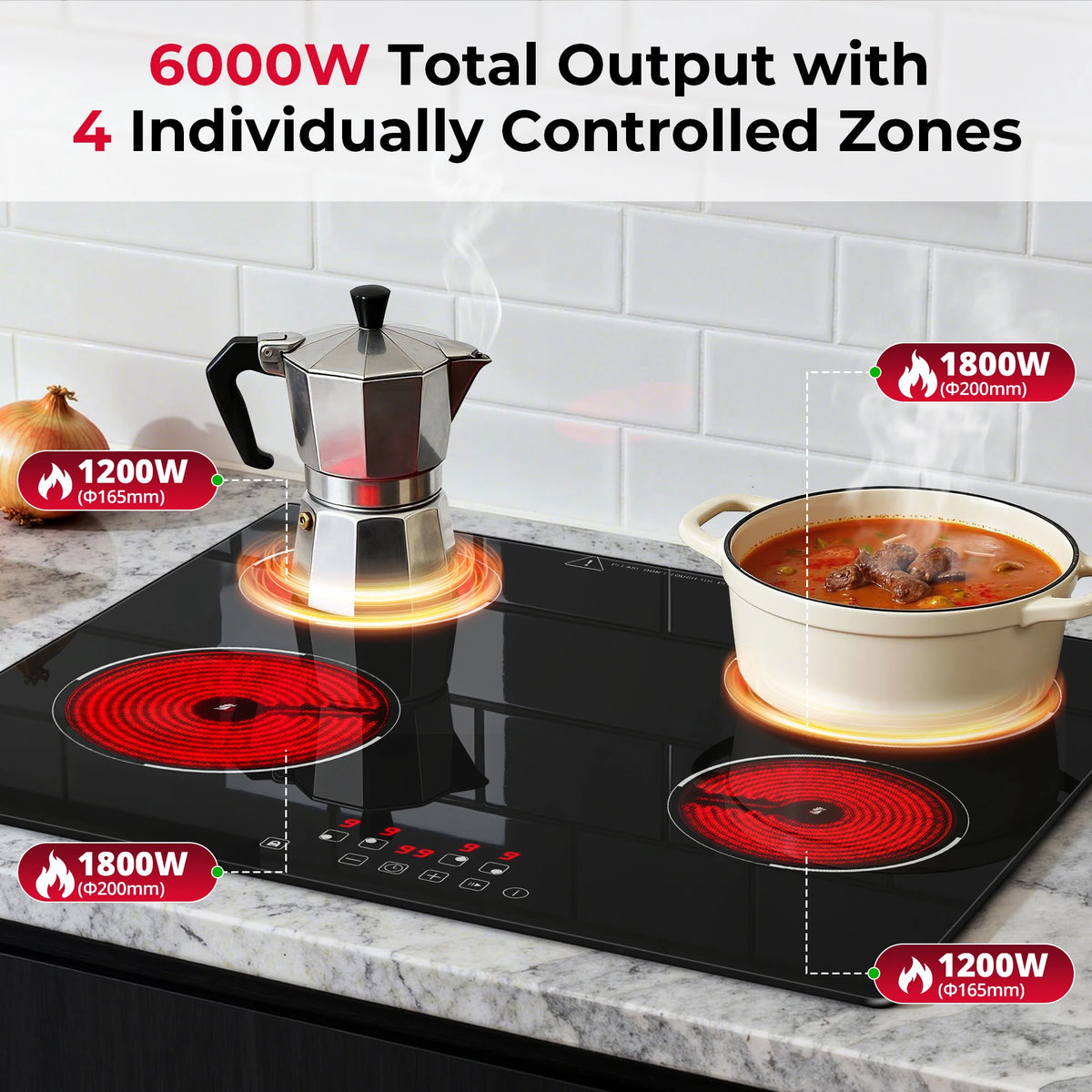 6000w Built-In Ceramic Hob Zone Induction Cooktop Touch
