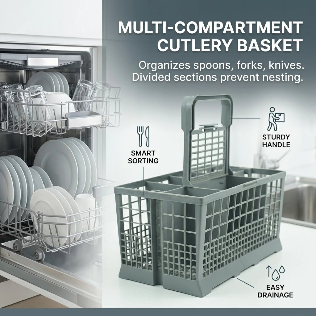 Cutlery Basket Dishwasher High-Density Plastic Mesh Design