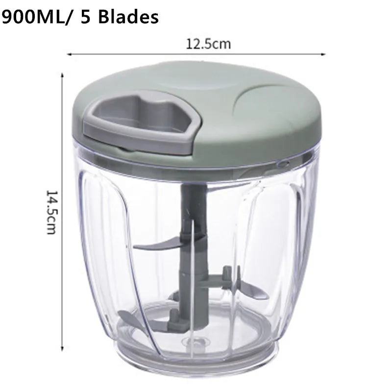 500/900ml Meat Mincer Garlic Chopper Hand Pull Press