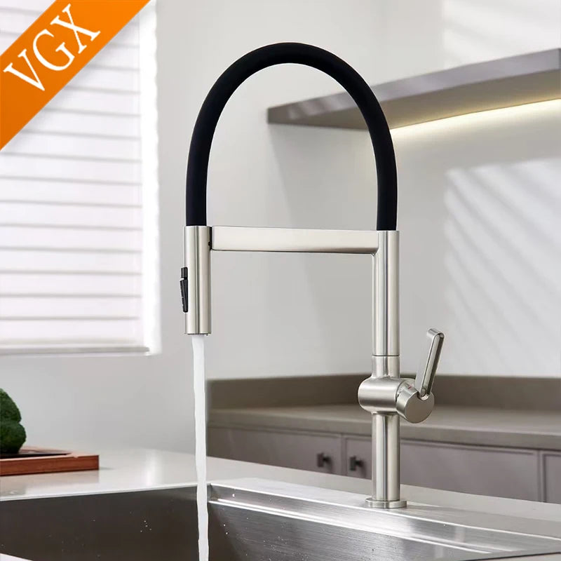 Vgx Brushed Faucet Sink Faucets Rubber Pull Down