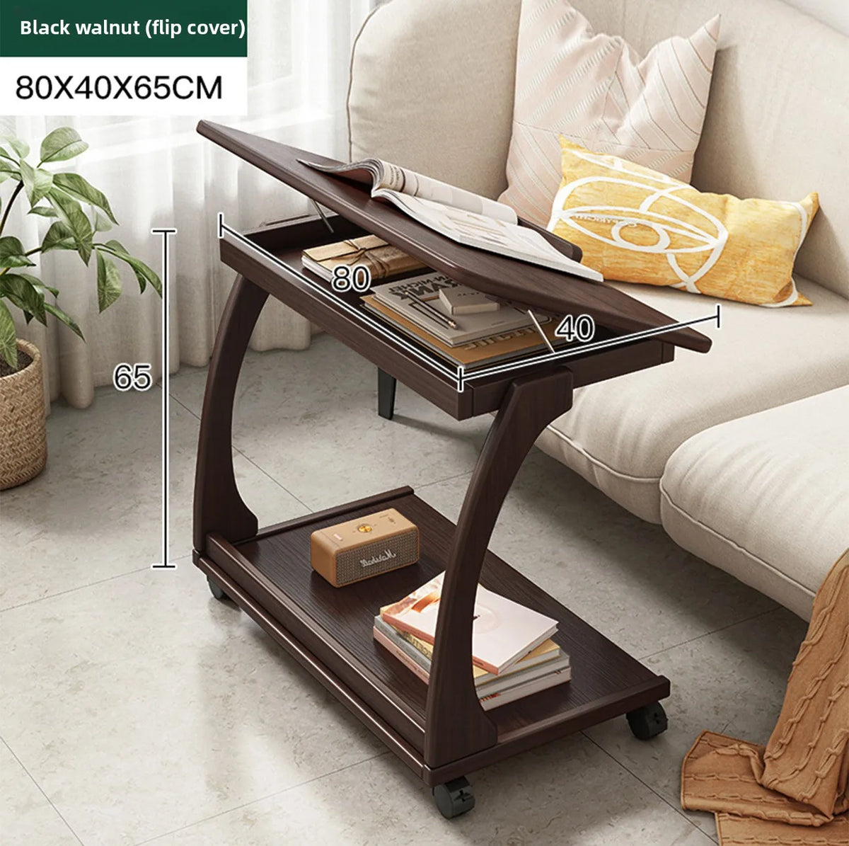 Mobile Solid Wood Coffee Table Living Room Storage