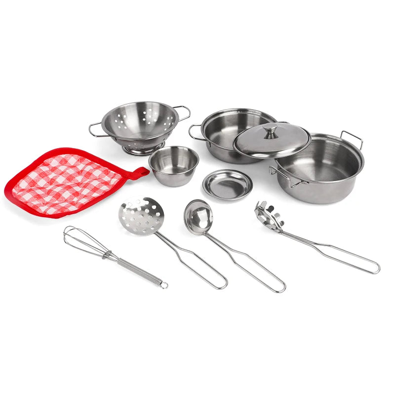 Stainless Steel Kids Toy Real Metal Cooking Utensils