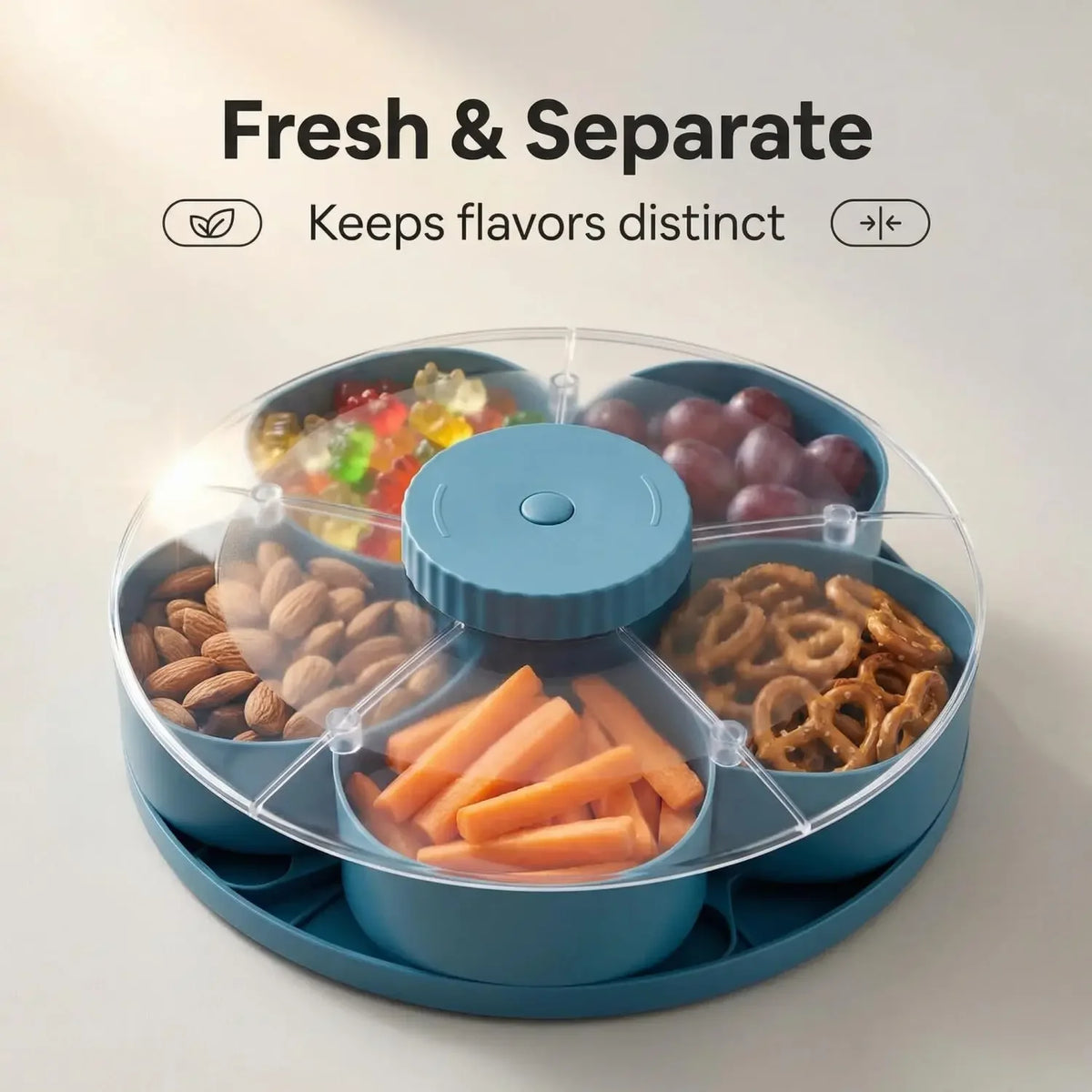 Rotating Snack Tray Lid Multi Gridsnack Box Candy