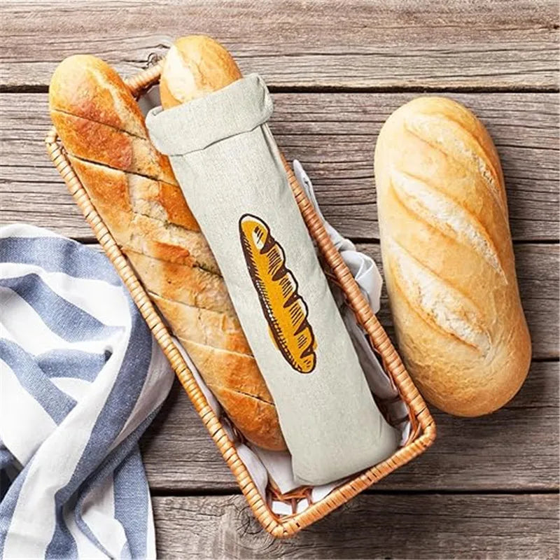 Reusable Drawstring Linen Bread Bags Large Washable Storage