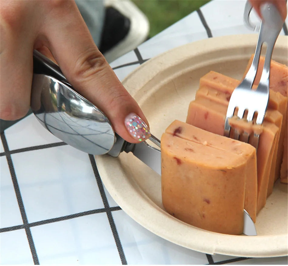Multi-Function Camping Fork Spoon Foldable Knife Fork Spoon