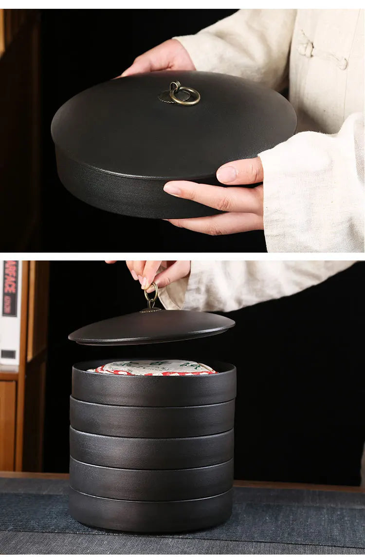 Creative Ceramic Tea Storage Jar Large Handmade Loose