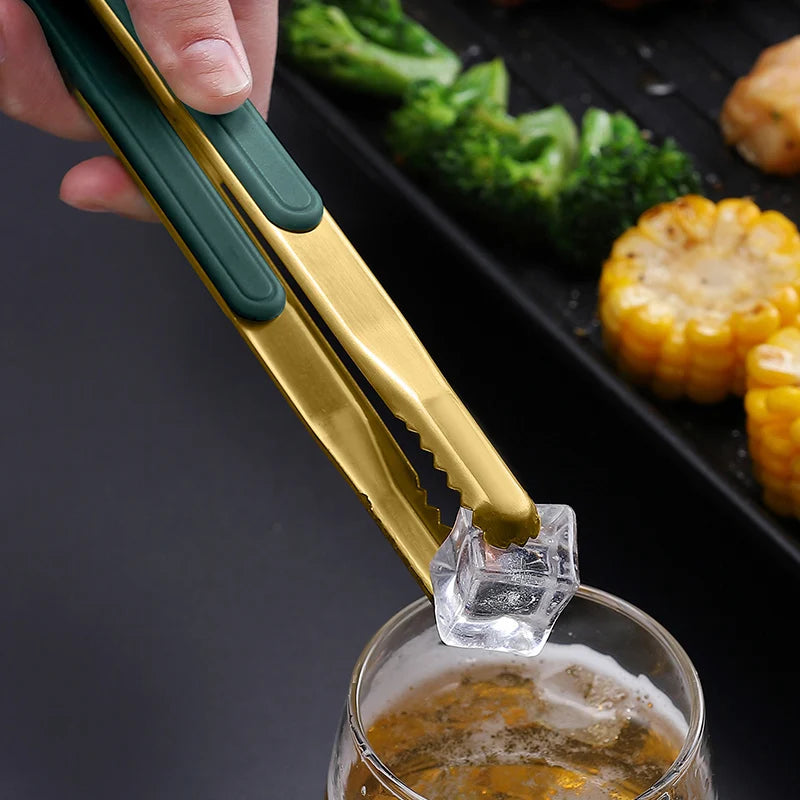 Gold Stainless Steel Food Tongs Non-Slip Serving Tongs