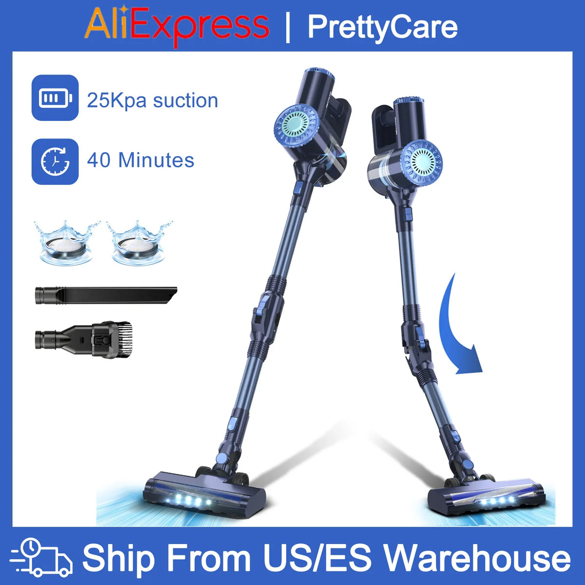 Prettycare W400 Cordless Vacuum Cleaner 25kpa 40 Mins