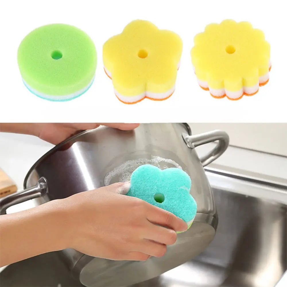 Flower Shaped Sponge Dishes Washing Brush Bathroom Cleaning