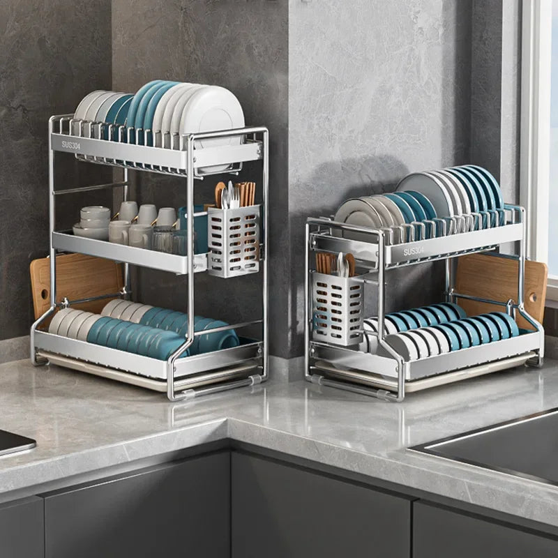 Dish Drainer Storage Organization Stainless Steels Drainer Dishes