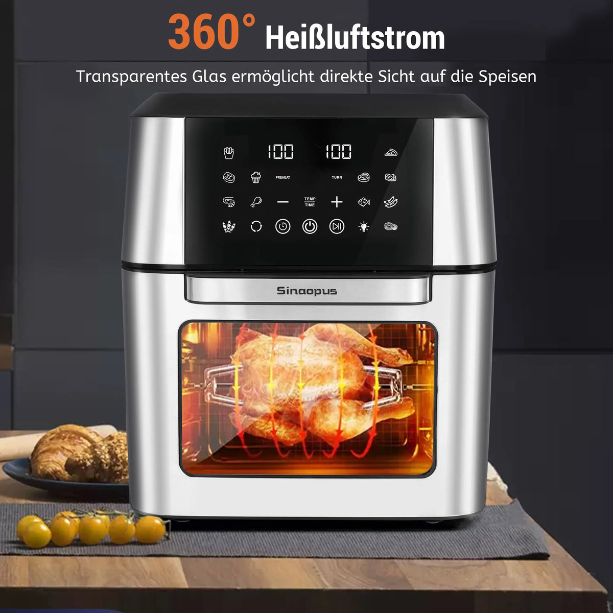12l Air Fryer Machine Oilless Cooker Led Touch