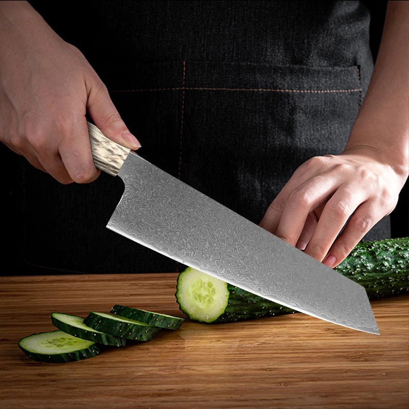 Damascus Knives Meat Cleaver Wooden Handle Chef Slicng
